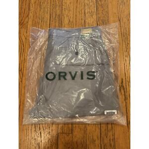 Orvis Angler Chino 9" Shorts Mens 40 Gray Casual Fishing Outdoor